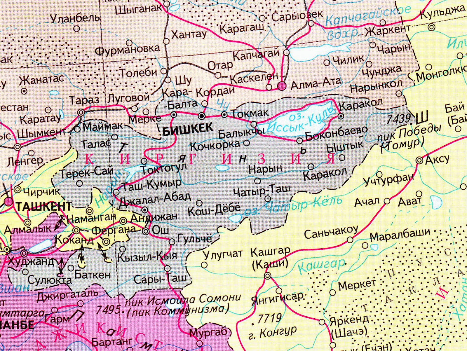 Карта Киргизии подробная